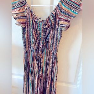 Shop hopes Aztec off the shoulder maxi dress
